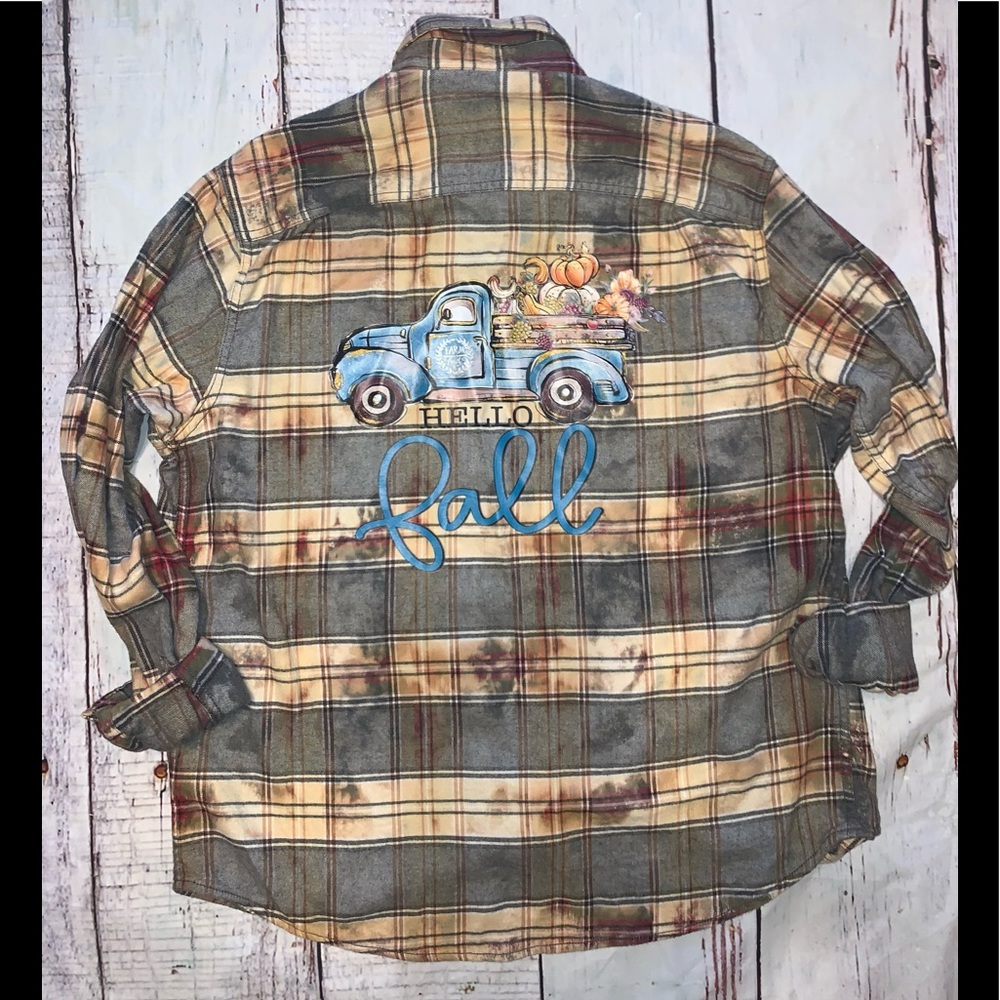 Sold. Hello Fall Bleached Flannel